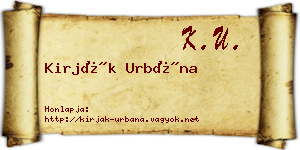 Kirják Urbána névjegykártya